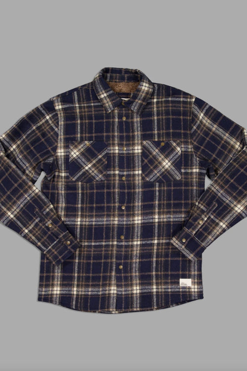 Seaport Shearling Shirt Blue Check