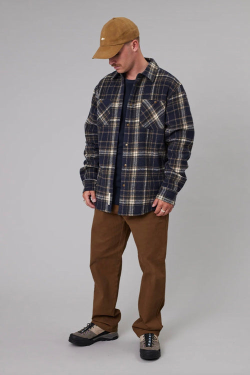 Seaport Shearling Shirt Blue Check