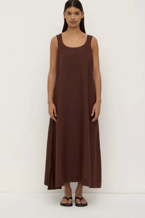 Maree Linen Midi Dress Espresso