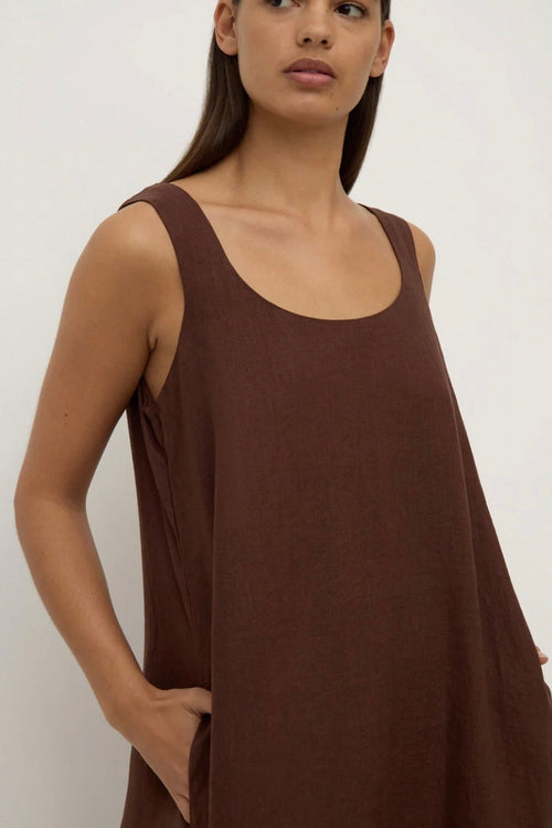 Maree Linen Midi Dress Espresso