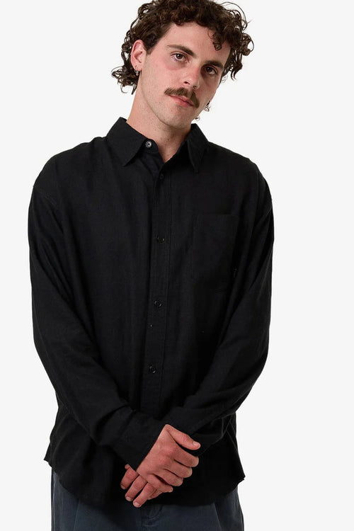 Hemp Oversize Long Sleeve Shirt Black