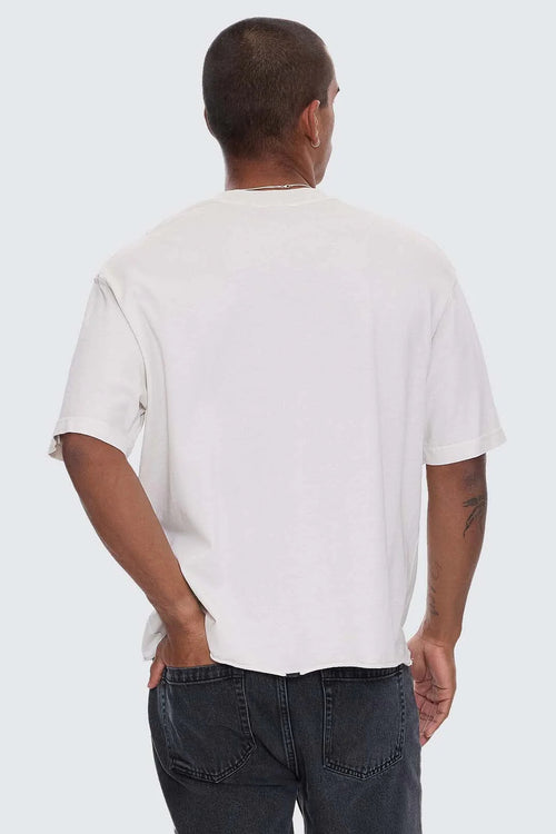 Box Fit Cropped Raw Hem Tee Lily White