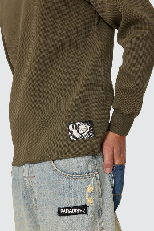 Delusions Waffle Long Sleeve Olive Night