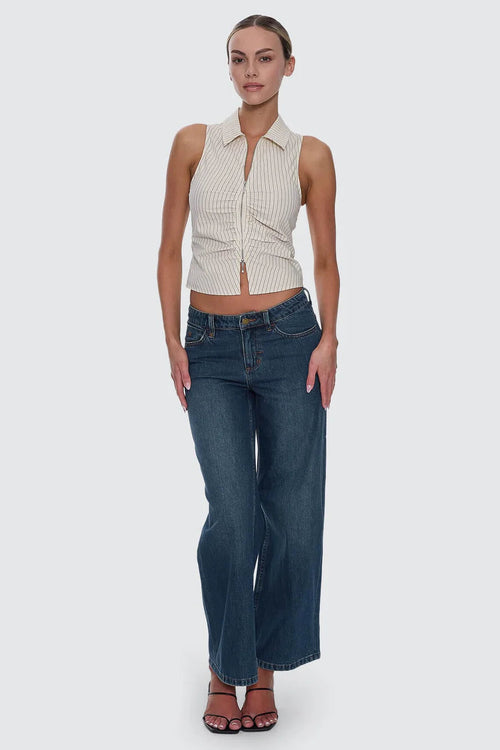 Andy zip sleeveless shirt butter cream