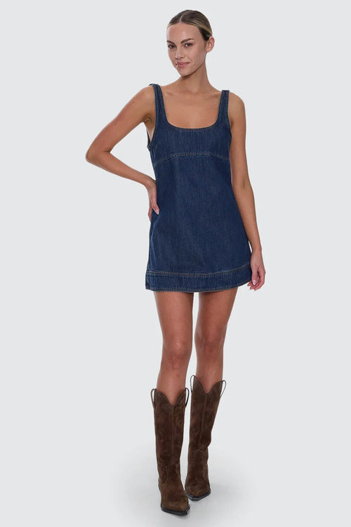 Luciana denim mini dress mid blue