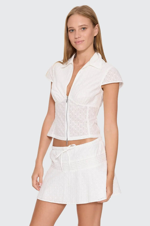 Danica Broderie Anglaise Top White