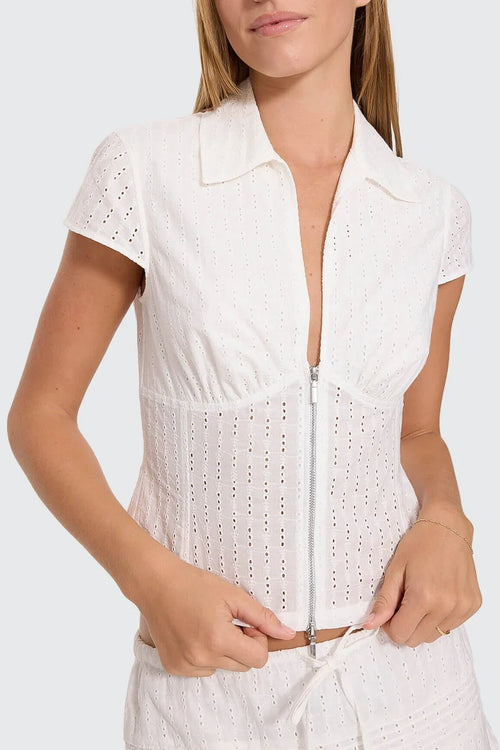 Danica Broderie Anglaise Top White