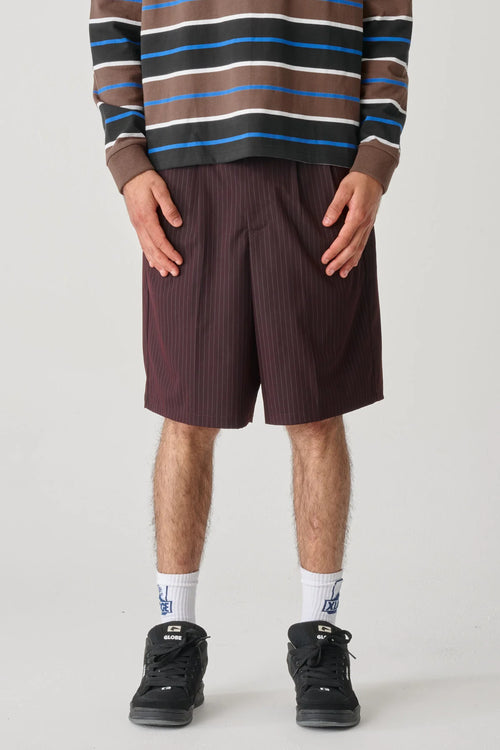 Amplify Pleated Short Chocolate Stripe