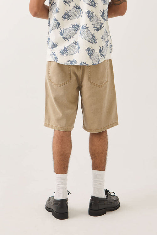 Relaxed Short Washed British Khaki