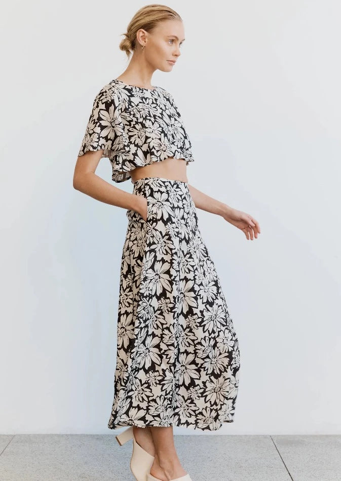 Flowers For You Flare Maxi Skirt