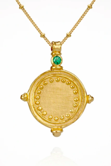 Sura Necklace Emerald Gold Vermeil