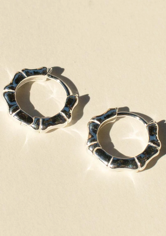 Mini Bloq Earring with Stone Silver-Jade
