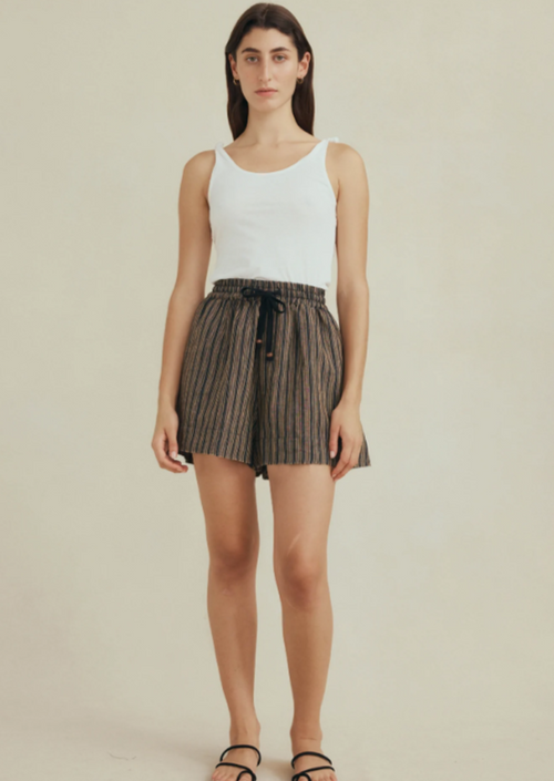 Anzu Short Black/ Tan Stripe