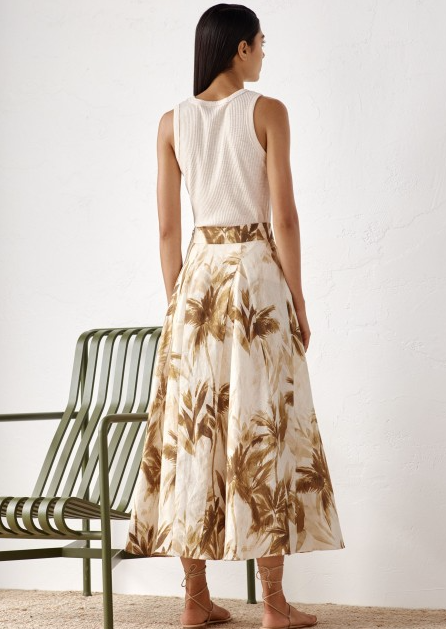Fleur Linen Skirt Print