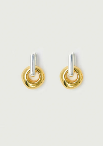 Mini Bloq Earring with stone Gold-Jade