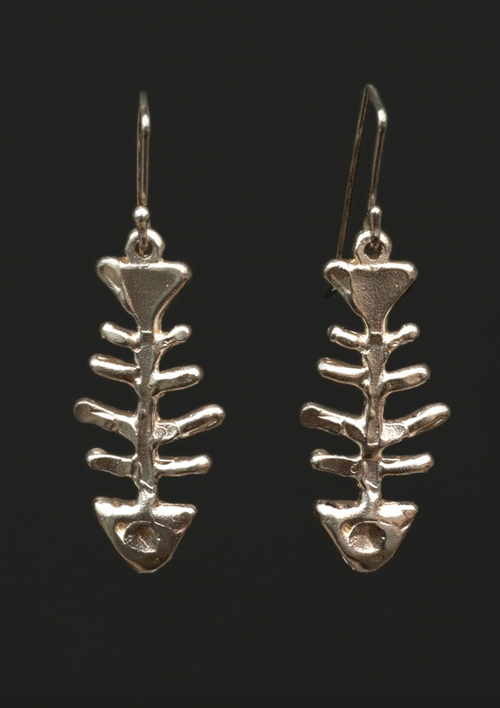 Molten Fishbone Earrings Gold Plated Silver